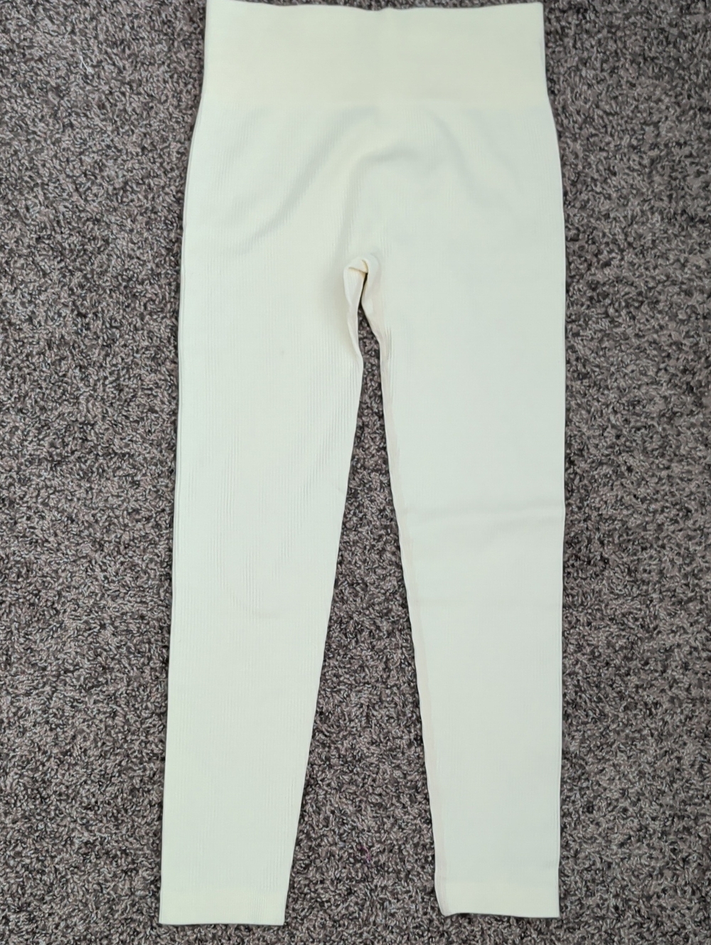 Seamless High-Waist Ribbed Leggings - Cream